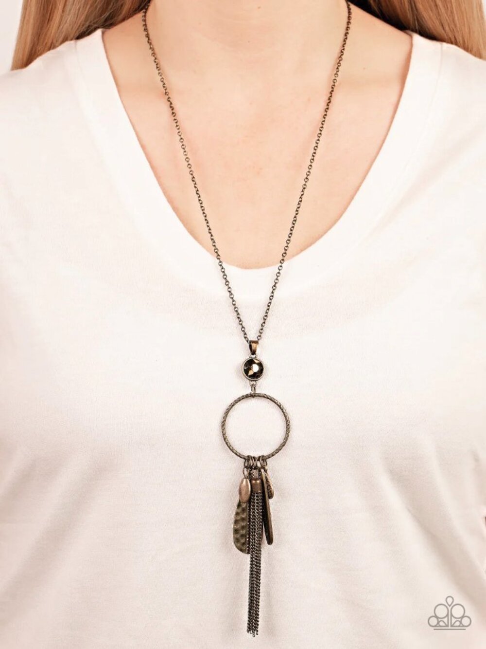 Paparazzi Jewelry Accessories - Tastefully Tasseled - Brass Necklace - Vintage